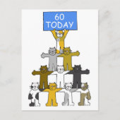 60e verjaardag Cartoons met een spandoek Briefkaart (Voorkant)