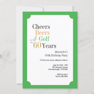 60e verjaardag Cheers and Beers Golf Green Kaart