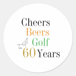 60e verjaardag Cheers en bieren Golf Minimal Ronde Sticker