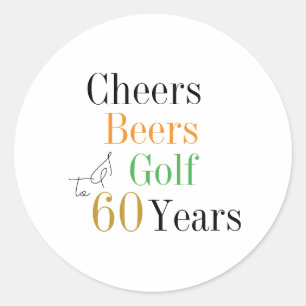 60e Verjaardag Cheers en Biertjes Golf Minimaal Ronde Sticker