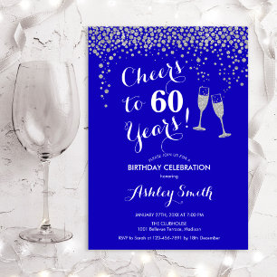 60e verjaardag - Cheers tot 60 jaar Royal Blue Kaart