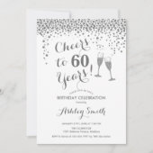 60e verjaardag - Cheers tot 60 jaar zilverwit Kaart (Voorkant)