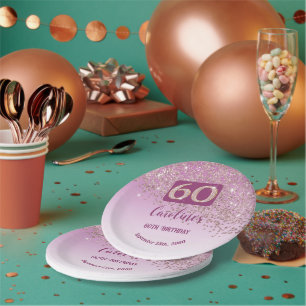 60e verjaardag Chic Falling Roos Gold Glitter Papieren Bordje