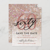 60e verjaardag Chic Glitter Ombre Bewaar de datum Briefkaart (Voorkant / Achterkant)
