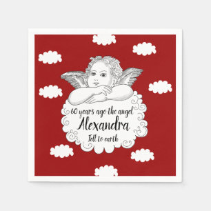 60e verjaardag Christelijk Angel in wolken rood Servet