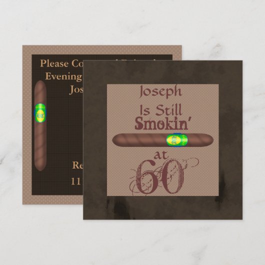 60e verjaardag Cigar Uitnodigingen gepersonaliseer (Voorkant / Achterkant)