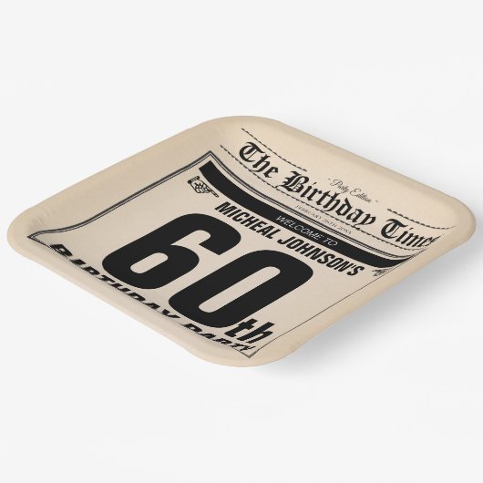 60e Verjaardag Classic  Oud Nieuwsblad Custom Papieren Bordje (Gebogen)