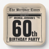 60e Verjaardag Classic Oud Nieuwsblad Custom Papieren Bordje (Voorkant)