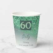 60e verjaardag Classy Falling Green Glitter Papieren Bekers (Voorkant)