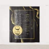 60e verjaardag Cool Inky Fab Black Tapestry Wandkleed (Voorkant)