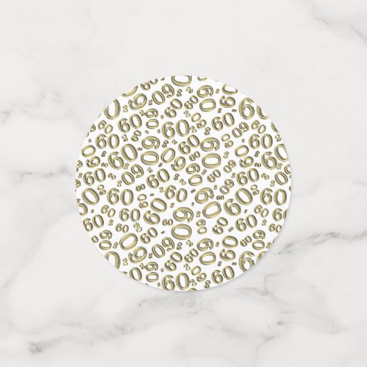 60e verjaardag Cool Nummer Patroon Goud en Wit Confetti (Kleine voorkant)