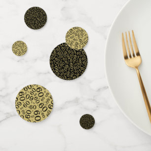 60e verjaardag Cool Nummer Patroon Goud en Zwart Confetti