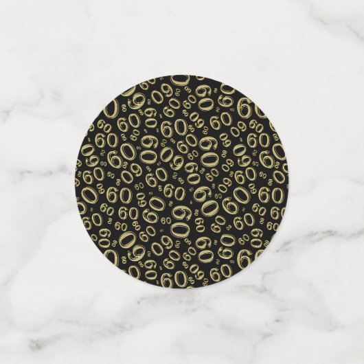 60e verjaardag Cool Nummer Patroon Goud en Zwart Confetti (Kleine voorkant)
