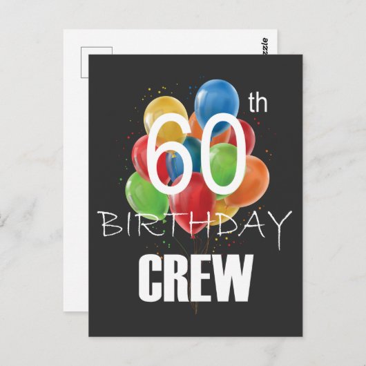 60e verjaardag crew 60 feest crew groep briefkaart (Voorkant / Achterkant)