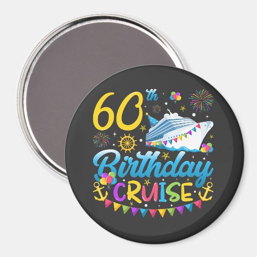 60e verjaardag Cruise B-Day Party Circle Magneet (Voorkant / Achterkant)