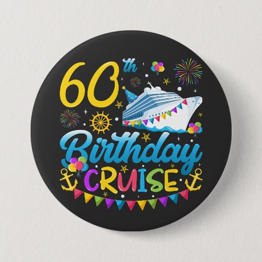 60e verjaardag Cruise B-Day Party Ronde Ronde Button 7,6 Cm (Voorkant)