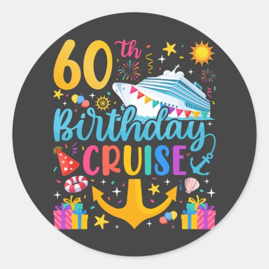 60e verjaardag Cruise B-Day Party Ronde Sticker (Voorkant)