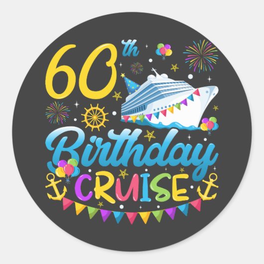 60e verjaardag Cruise B-Day Party Ronde Sticker (Voorkant)