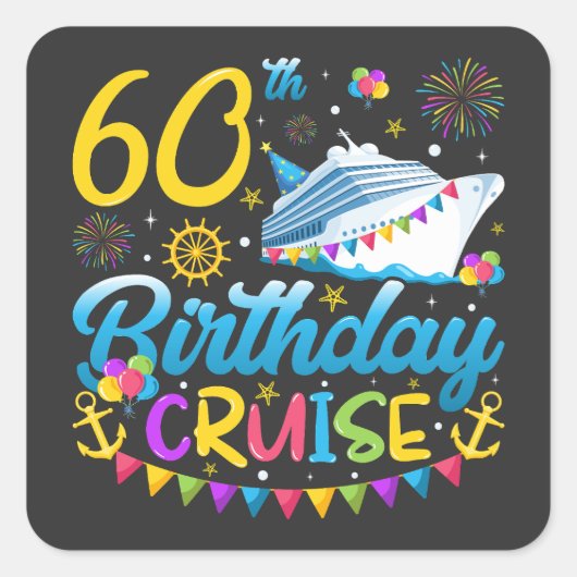 60e verjaardag Cruise B-Day Party Vierkante Sticker (Voorkant)