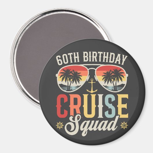 60E Verjaardag Cruise Squad Familie Matching Circl Magneet (Voorkant / Achterkant)
