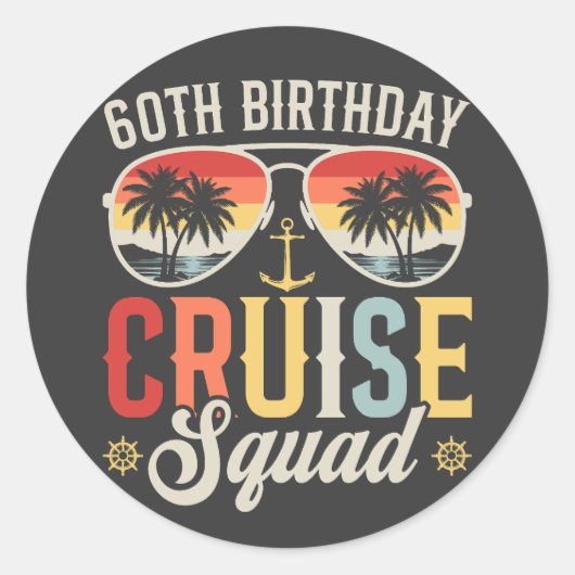 60E Verjaardag Cruise Squad Familie Matching Ronde Sticker (Voorkant)