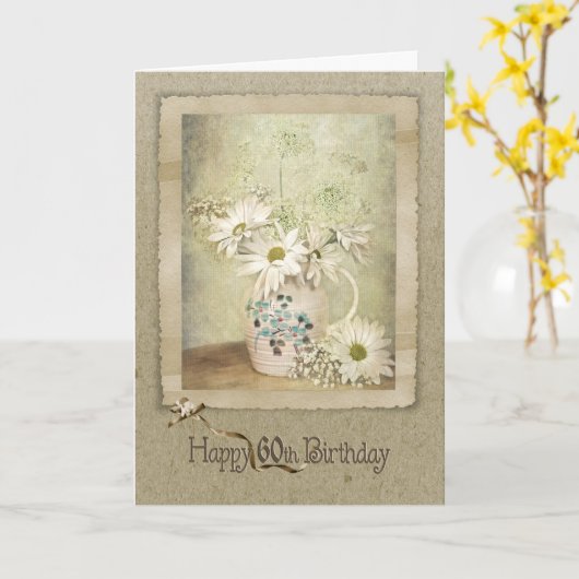 60e verjaardag Daisy Bouquet Kaart (Gele Bloem)