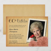 60e verjaardag Daisy Foto-uitnodigingen Kaart (Voorkant / Achterkant)