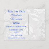 60e verjaardag Damask en Faux Bow Bewaar de datum Aankondigingskaart (Achterkant)