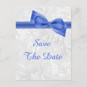 60e verjaardag Damask en Faux Bow Bewaar de datum Aankondigingskaart (Voorkant)