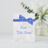 60e verjaardag Damask en Faux Bow Bewaar de datum Aankondigingskaart (Staand voorkant)