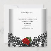 60e verjaardag Damask Lace Black White RED Rose Kaart (Achterkant)