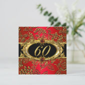 60e verjaardag Damask Red Gold Black Kaart (Staand voorkant)