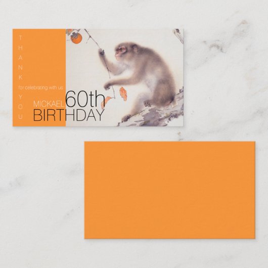 60e verjaardag Dank je Japanse aap EncC Informatiekaartje (Voorkant / Achterkant)