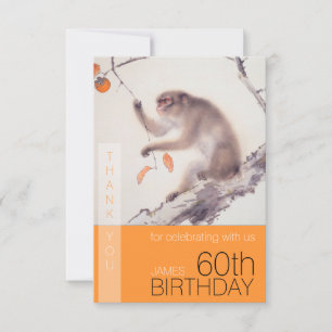 60e verjaardag Dank u Japanse aap VFC Bedankkaart