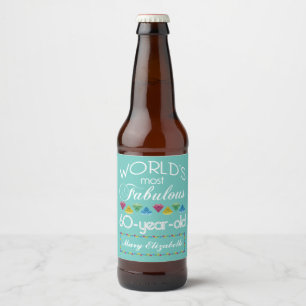 60e verjaardag De meest verbluffende kleurrijke ge Bier Etiket