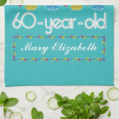 60e verjaardag De meest verbluffende kleurrijke ge Theedoek (Gevouwen)