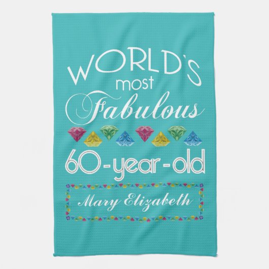 60e verjaardag De meest verbluffende kleurrijke ge Theedoek (Verticaal)