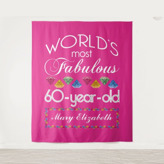 60e verjaardag De meest verbluffende kleurrijke Pa Wandkleed (Voorkant)