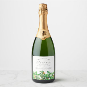 60e verjaardag december geboortebloem hulst sparkling wijnetiket