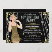 60e verjaardag Deco Gatsby Flapper Girl Uitnodigin Kaart (Voorkant / Achterkant)
