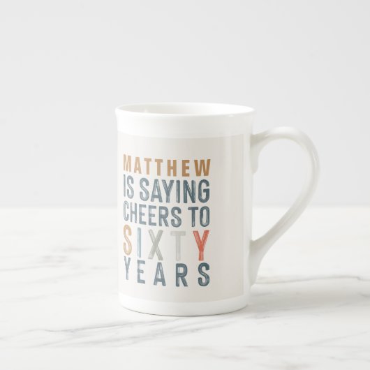 60e verjaardag decor of verjaardagscadeaubek porselein kop (Rechts)