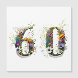 60e verjaardag decoratieve Wildflower tekst