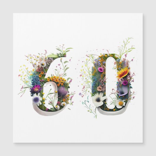 60e verjaardag decoratieve Wildflower tekst (Voorkant)