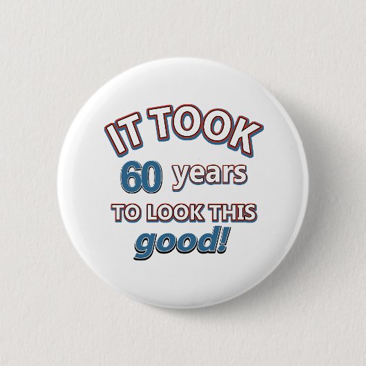 60e verjaardag design ronde button 5,7 cm (Voorkant)