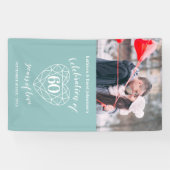 60e verjaardag diamanten hart gepersonaliseerde fo spandoek (Horizontaal)