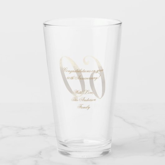 60e Verjaardag Diamond Bruiloft Jubileum Glas (Achterkant)