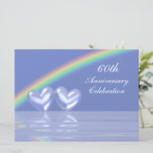 60e verjaardag Diamond Hearts Kaart (Staand voorkant)