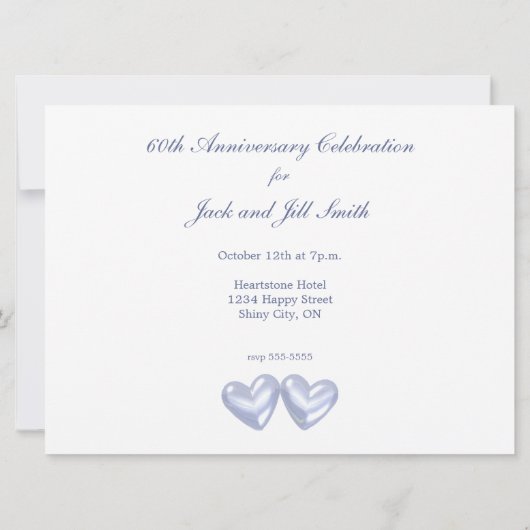 60e verjaardag Diamond Hearts Kaart (Achterkant)