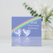 60e verjaardag Diamond Hearts Kaart (Staand voorkant)