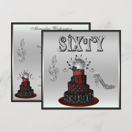 60e verjaardag Disco Diva Cake Sparkle High Heels Kaart (Voorkant / Achterkant)